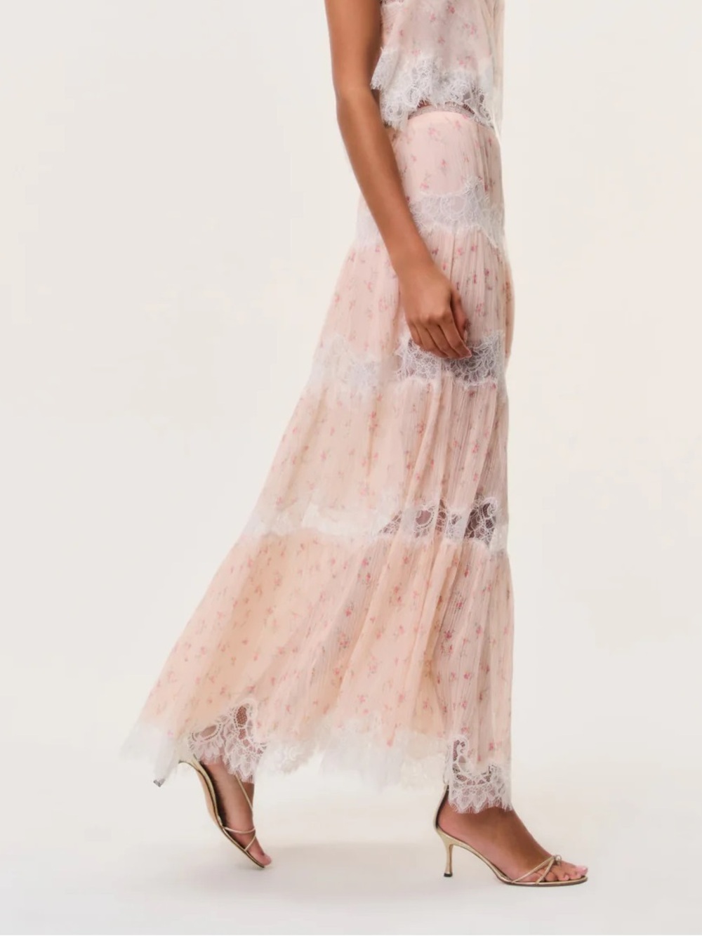 LoveShackFancy Everhart Cotton-Silk Lace Maxi Skirt in size 0 - Picture 3 of 4